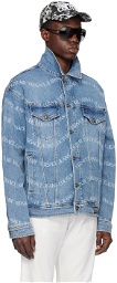 Versace Jeans Couture Blue Pattern Denim Jacket