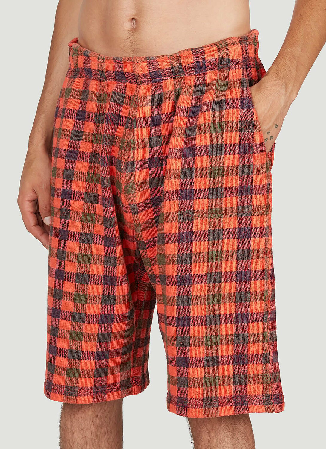 ERL Check Print Fleece-Jersey Bermuda Shorts