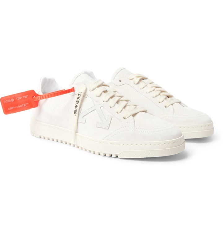 Photo: Off-White - 2.0 Leather-Trimmed Suede Sneakers - White