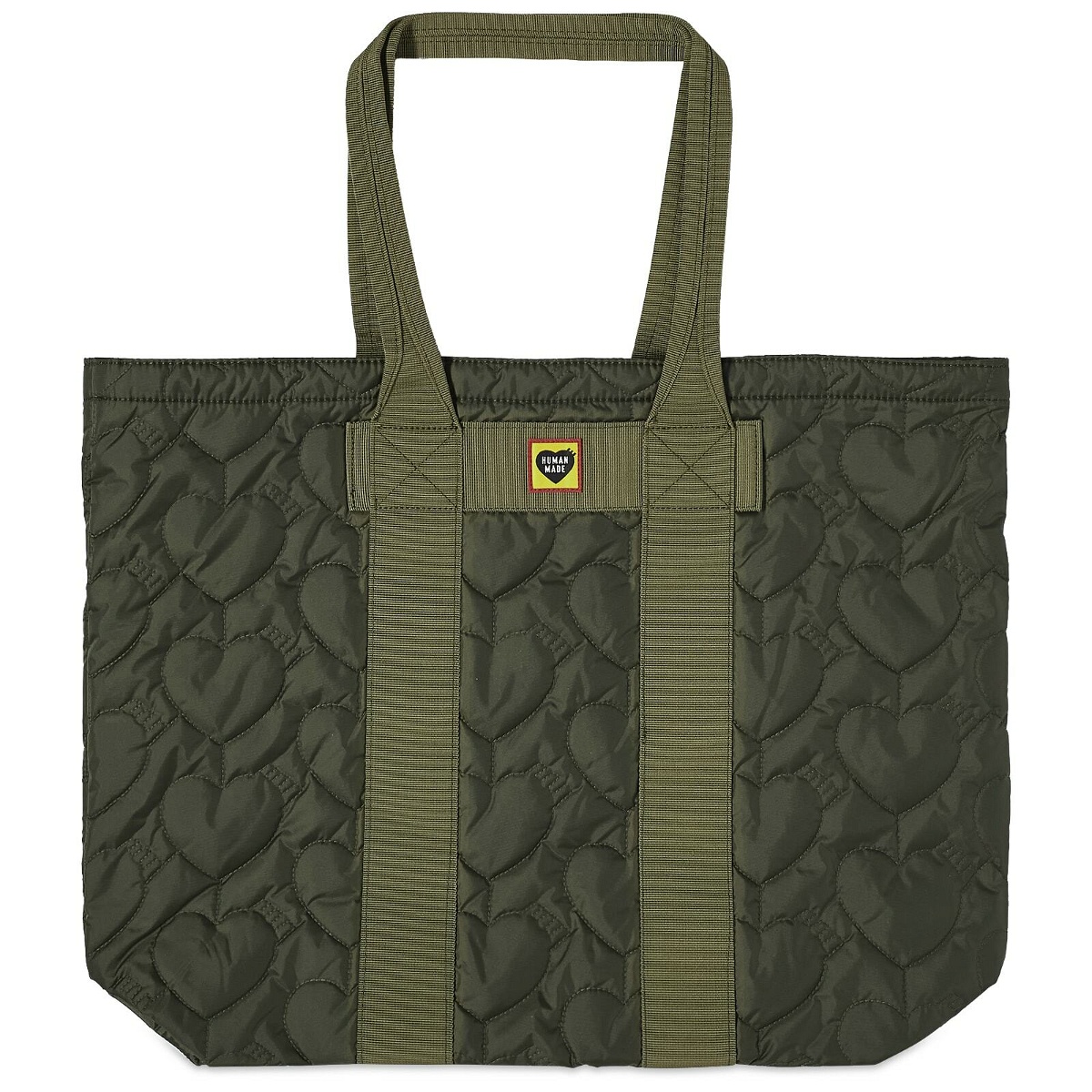 Photo: Human Made Men's Heart Quilting Tote in Olive Drab