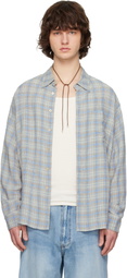 Solid Homme Blue Viscose Linen Check Shirt