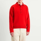 Jacquemus Men's Wool Cashmere Knitted Polo in Red