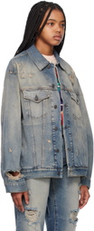 Acne Studios Blue Distressed Denim Jacket
