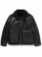 Dunhill - Shearling-Trimmed Leather Jacket - Black