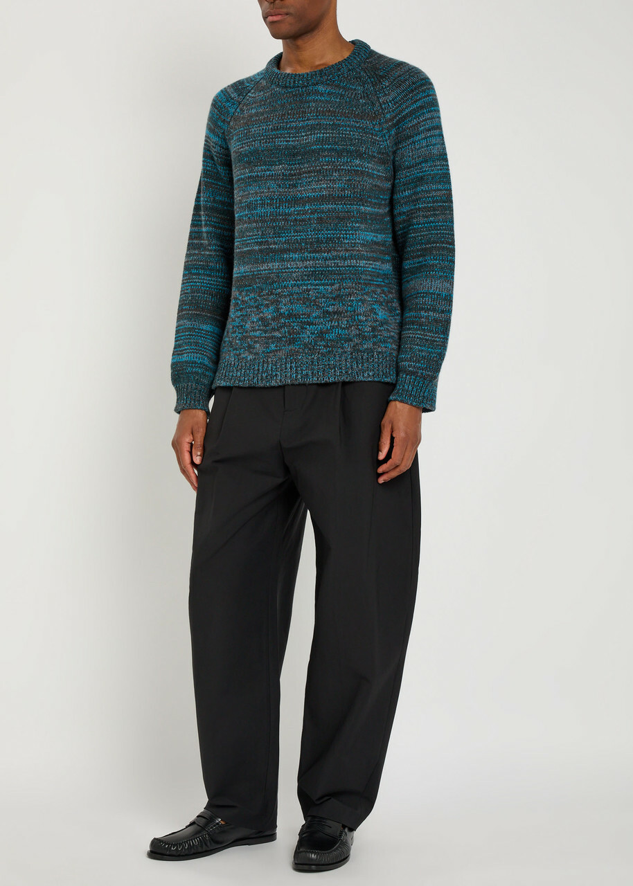 Begg & CO Kai Striped Cashmere Sweatshirt Blue