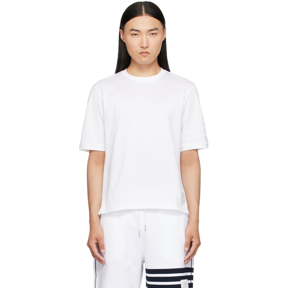 Thom Browne White Jersey Ottoman 4-Bar T-Shirt