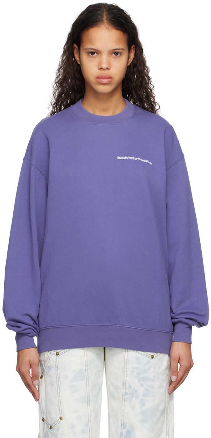 Photo: Stockholm (Surfboard) Club Purple Embroidered Sweatshirt
