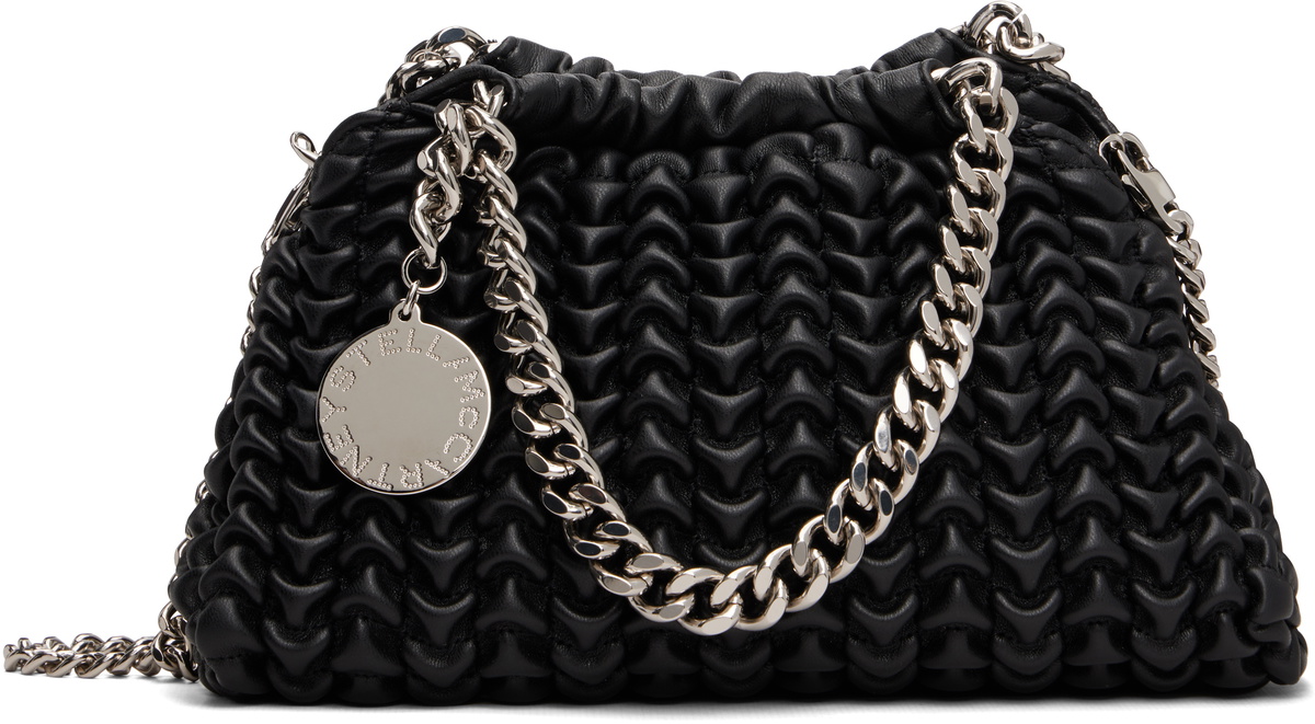 Stella McCartney Black Falabella Popcorn Drawstring Crossbody Bag