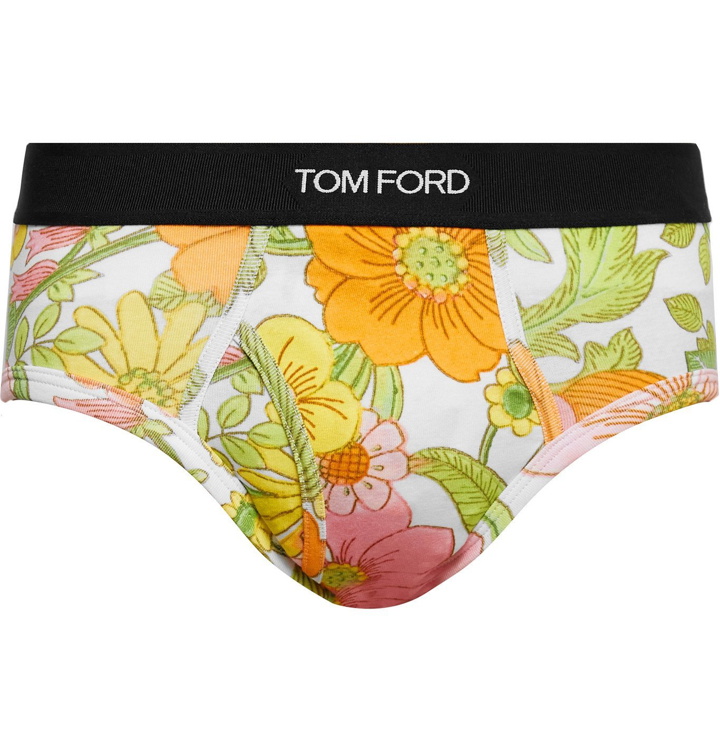 Photo: TOM FORD - Floral-Print Stretch-Cotton Jersey Briefs - Pink