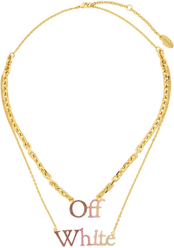 Photo: Off-White Gold Logo Pavé Necklace