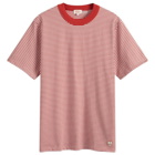 Armor-Lux Men's Fine Stripe T-Shirt in Red/Milk