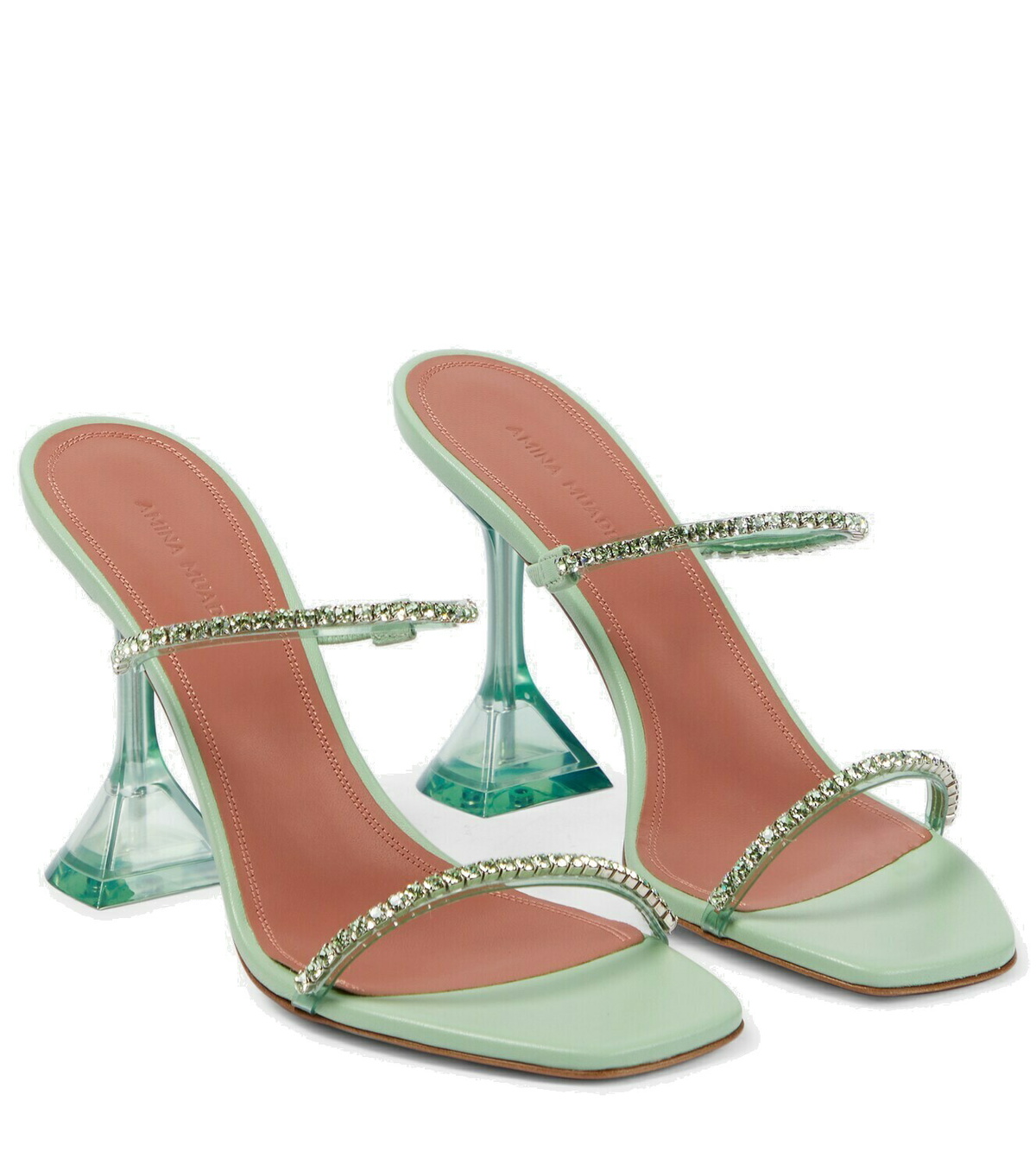 Amina Muaddi Bicolor Pvc Stiletto Heel Sandals main image 1