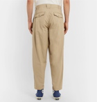 Monitaly - Tapered Pleated Cotton-Twill Trousers - Men - Beige