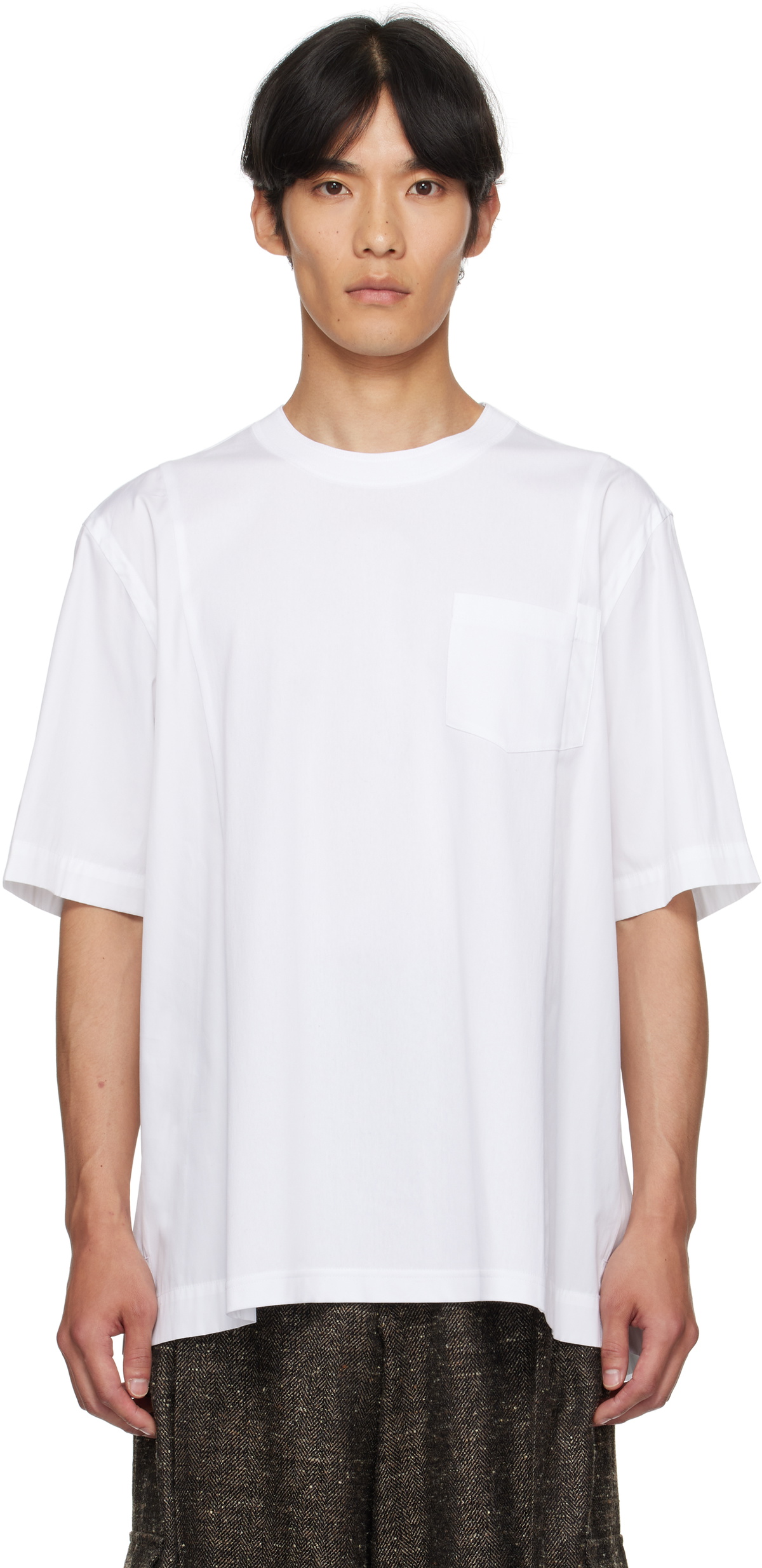 sacai White Poplin & Cotton Jersey T-shirt Sacai