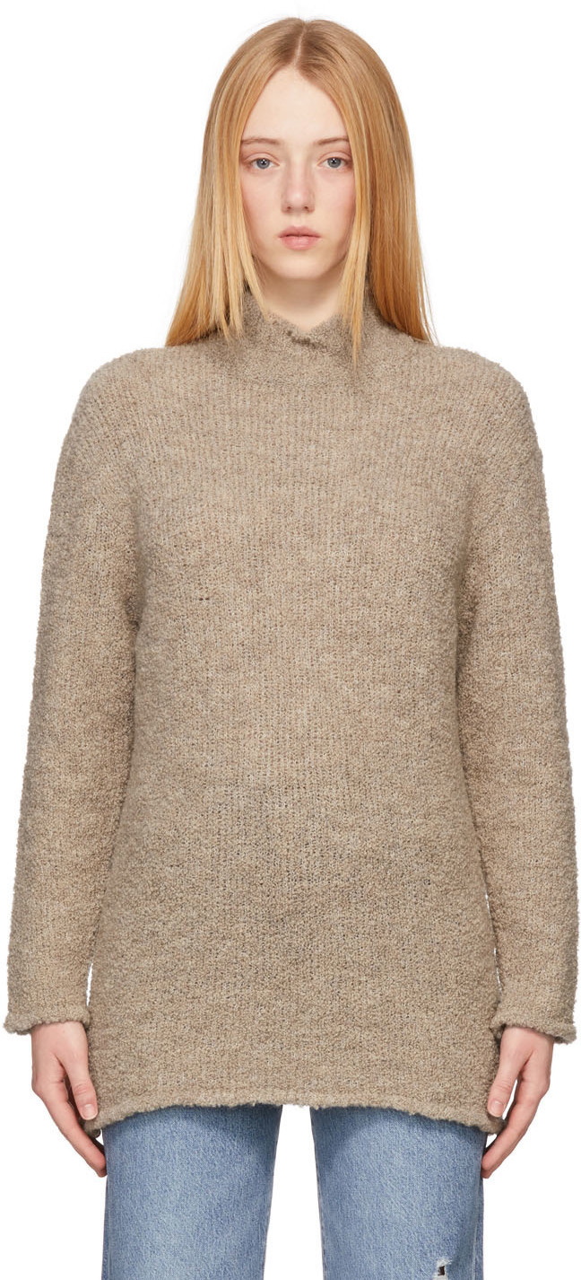 Our Legacy Beige Bouclé Funnel Neck Sweater Our Legacy