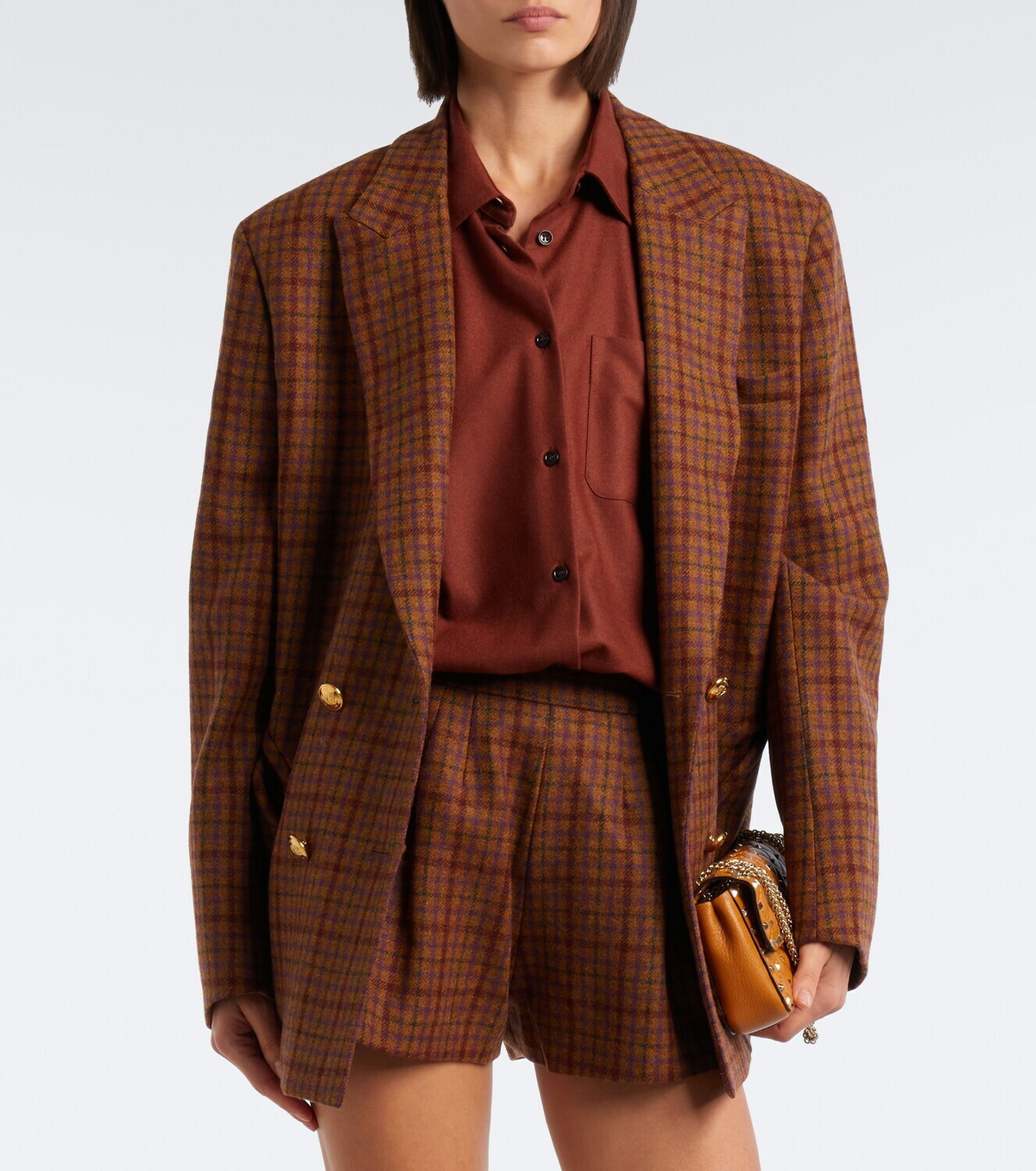 Blazé Milano Tinker checked virgin wool shorts