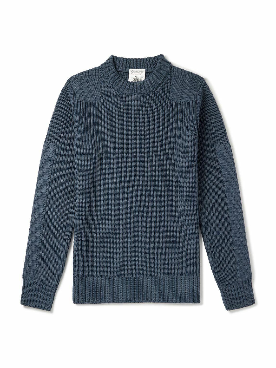 S.N.S. Herning - Robust Slim-Fit Ribbed Merino Wool Sweater - Blue