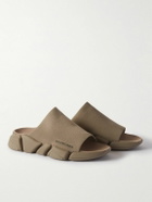 Balenciaga - Speed 2.0 Logo-Print Stretch-Knit Slides - Brown