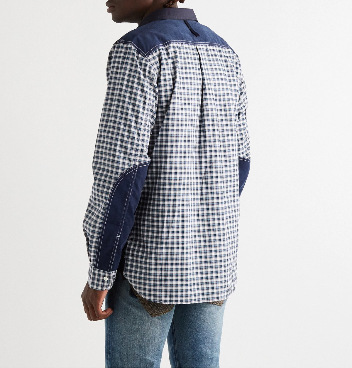 Junya Watanabe - Patchwork Checked Cotton Zip-Up Overshirt - Blue