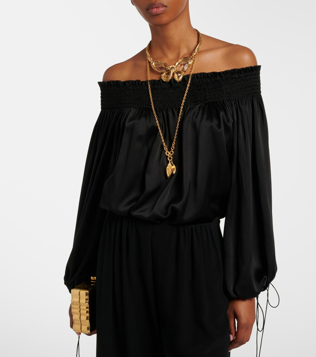 Chloé Off-shoulder silk satin top