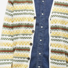 Beams Plus Men's Fair Isle Jaquard Cardigan in Off White