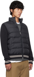 Moncler Navy Paneled Down Cardigan