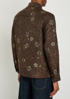 Les Deux Kaleb Floral-jacquard Woven Overshirt Grey