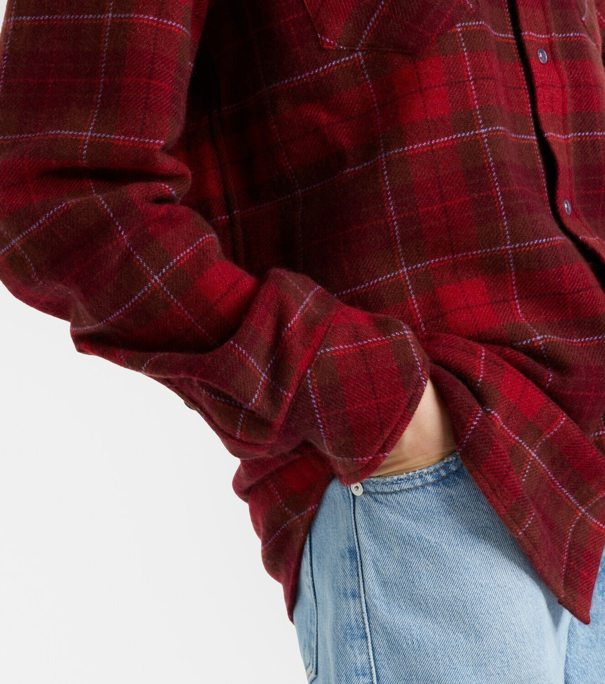 God's True Cashmere Love Tartan cashmere shirt with amethyst