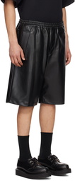 UNDERCOVER Black Drawstrings Faux-Leather Shorts