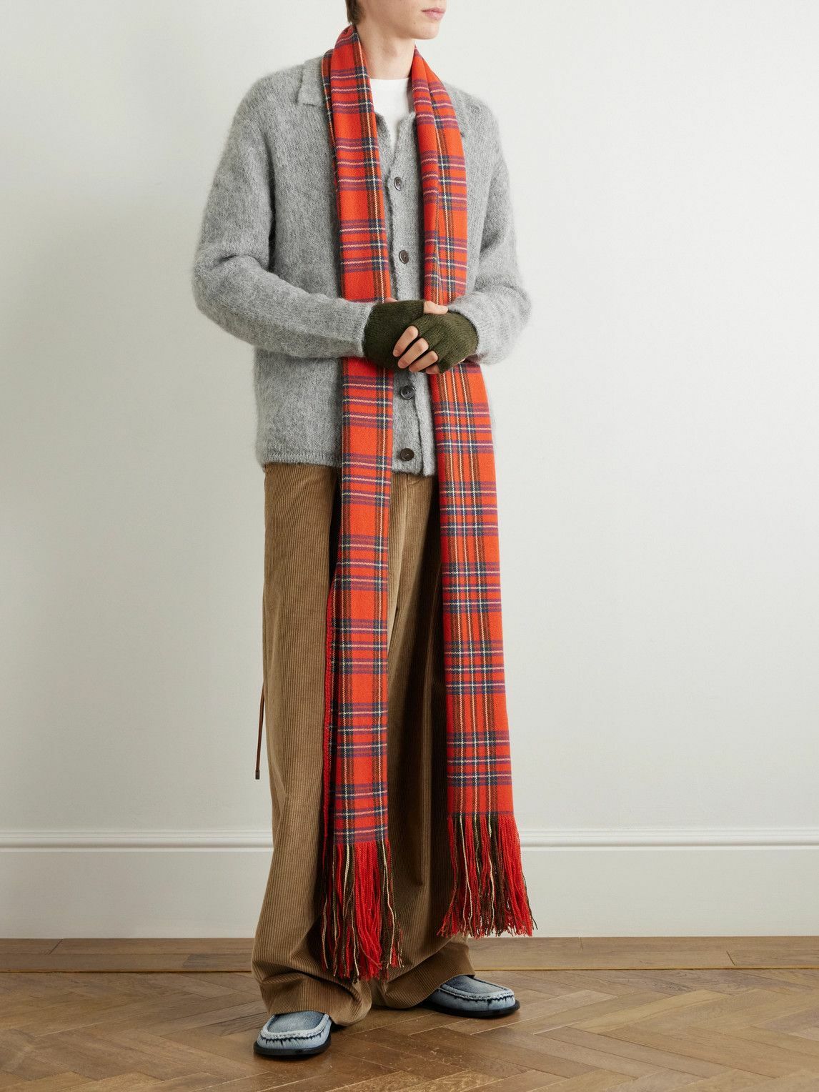 The Elder Statesman - Fringed Checked Cashmere Scarf