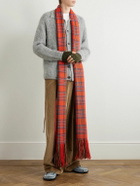 The Elder Statesman - Fringed Checked Cashmere Scarf