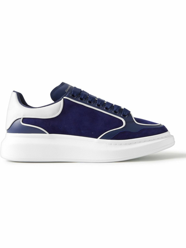 Photo: Alexander McQueen - Exaggerated-Sole Two-Tone Leather-Trimmed Suede Sneakers - Blue