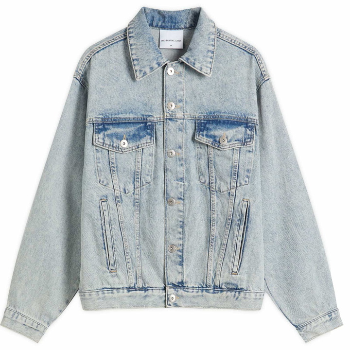 Photo: MKI Men's Denim Trucker Jacket in Bleach Wash