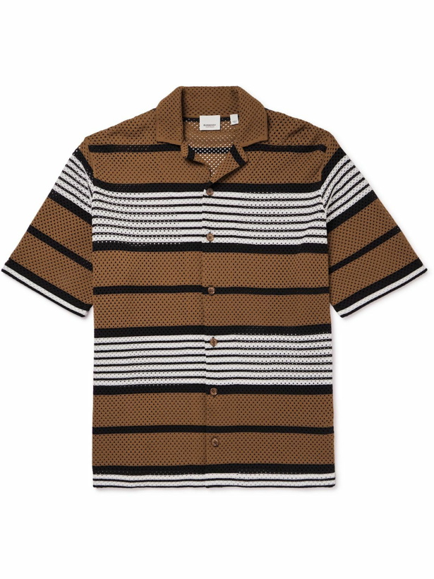 Photo: Burberry - Striped Mesh Shirt - Brown