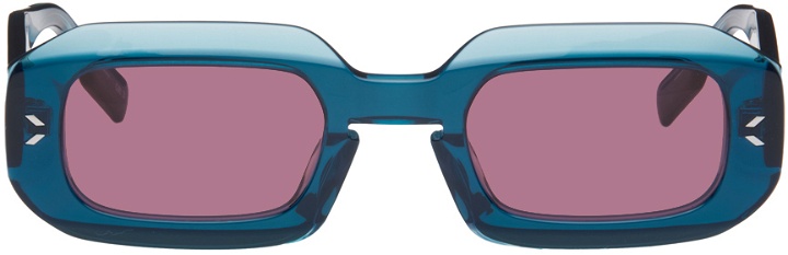 Photo: MCQ Blue Rectangular Sunglasses