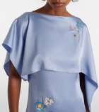 Erdem Embellished caped satin cady gown
