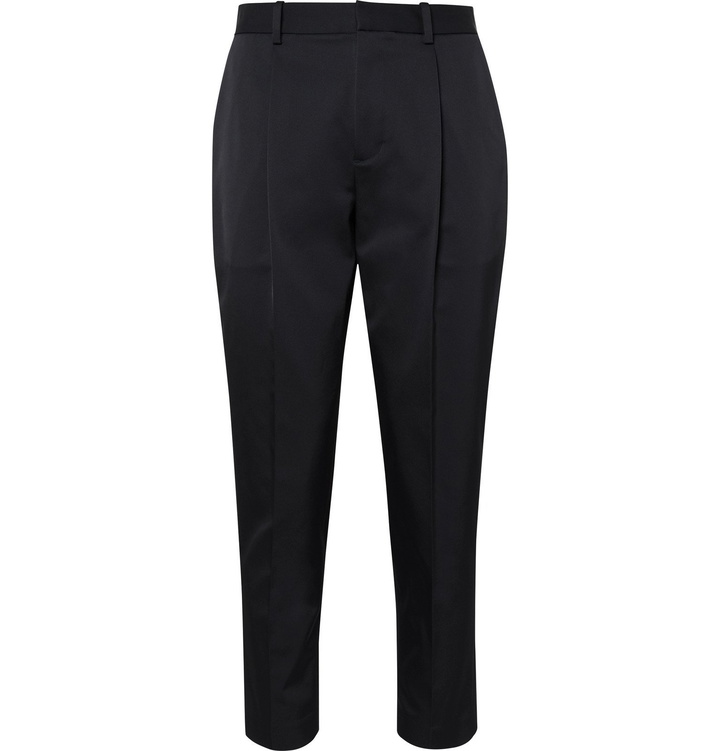 Photo: Theory - Page Tapered Cropped Pleated Twill Trousers - Blue