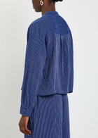 Eileen Fisher Striped Cotton Blouse Navy