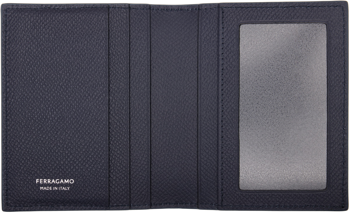 Ferragamo Blue Gancini Window Credit Card Holder