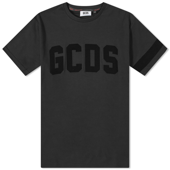 Photo: GCDS Men's Logo Velvet T-Shirt in Nero