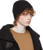 Sunspel Black Recycled Cashmere Ribbed Beanie