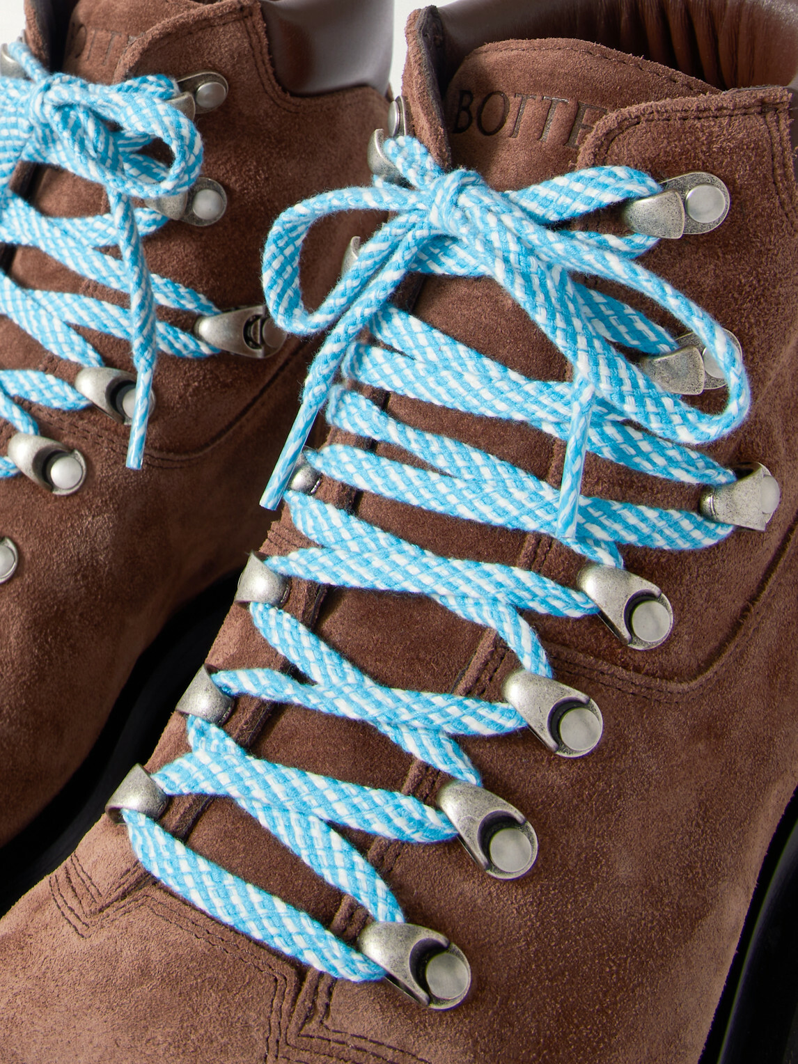 Bottega Veneta - Lug Leather-Trimmed Suede Hiking Boots - Brown