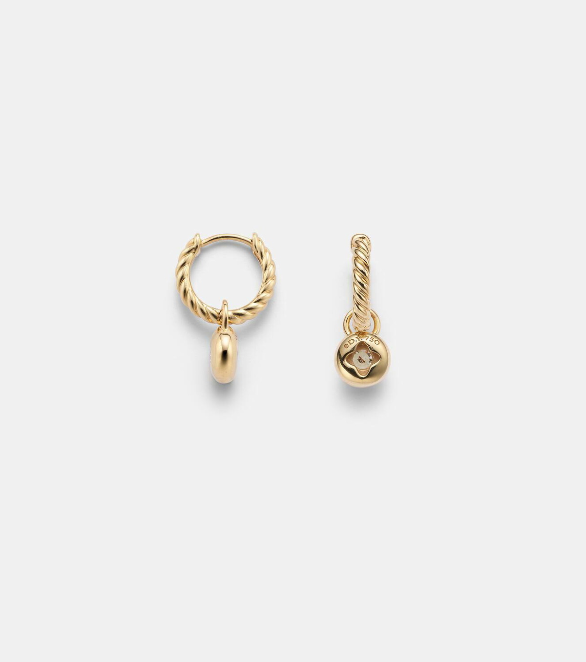 David Yurman Petite Cable 18kt gold huggie earrings with diamonds