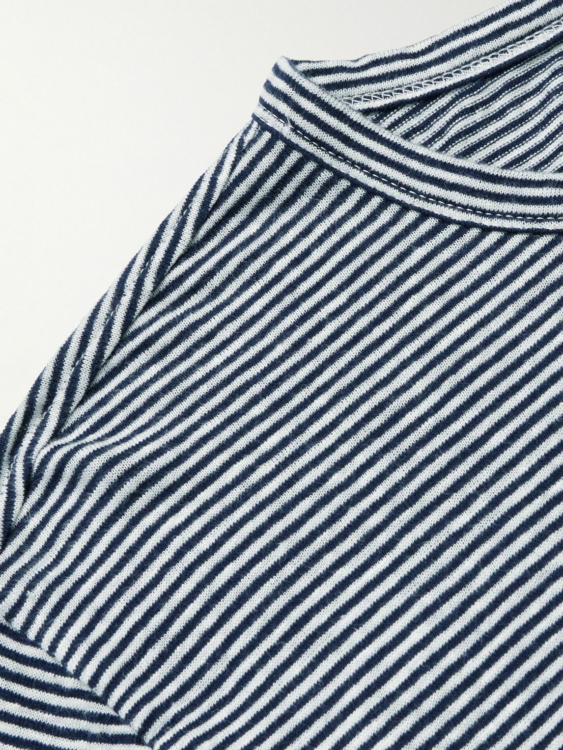 Officine Générale - Striped Cotton and Linen-Blend T-Shirt - Blue ...