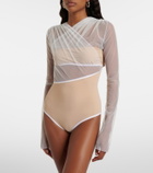Nensi Dojaka Cutout ruched sheer bodysuit