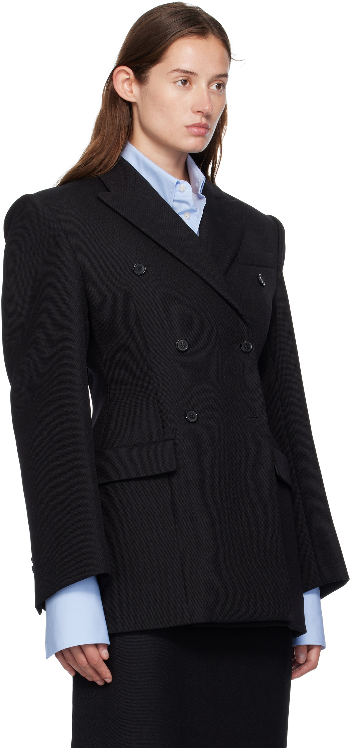 WARDROBE.NYC Black Double Breasted Contour Blazer
