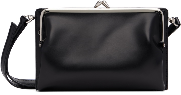 Photo: Y's Black Glossy Smooth Metal Clasp Bag