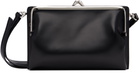 Y's Black Glossy Smooth Metal Clasp Bag