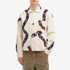 Kardo Men's Bodhi Patchwork Fabric Denim Jacket in Natural