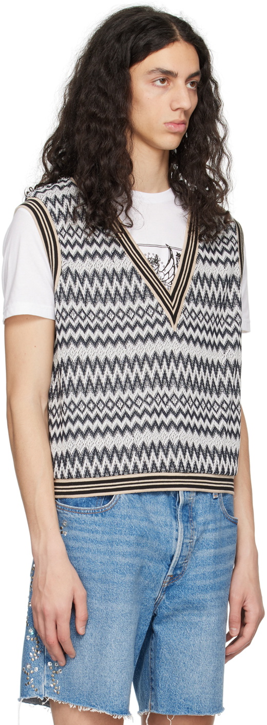 Anna Sui SSENSE Exclusive Black & White Zig Zag Vest